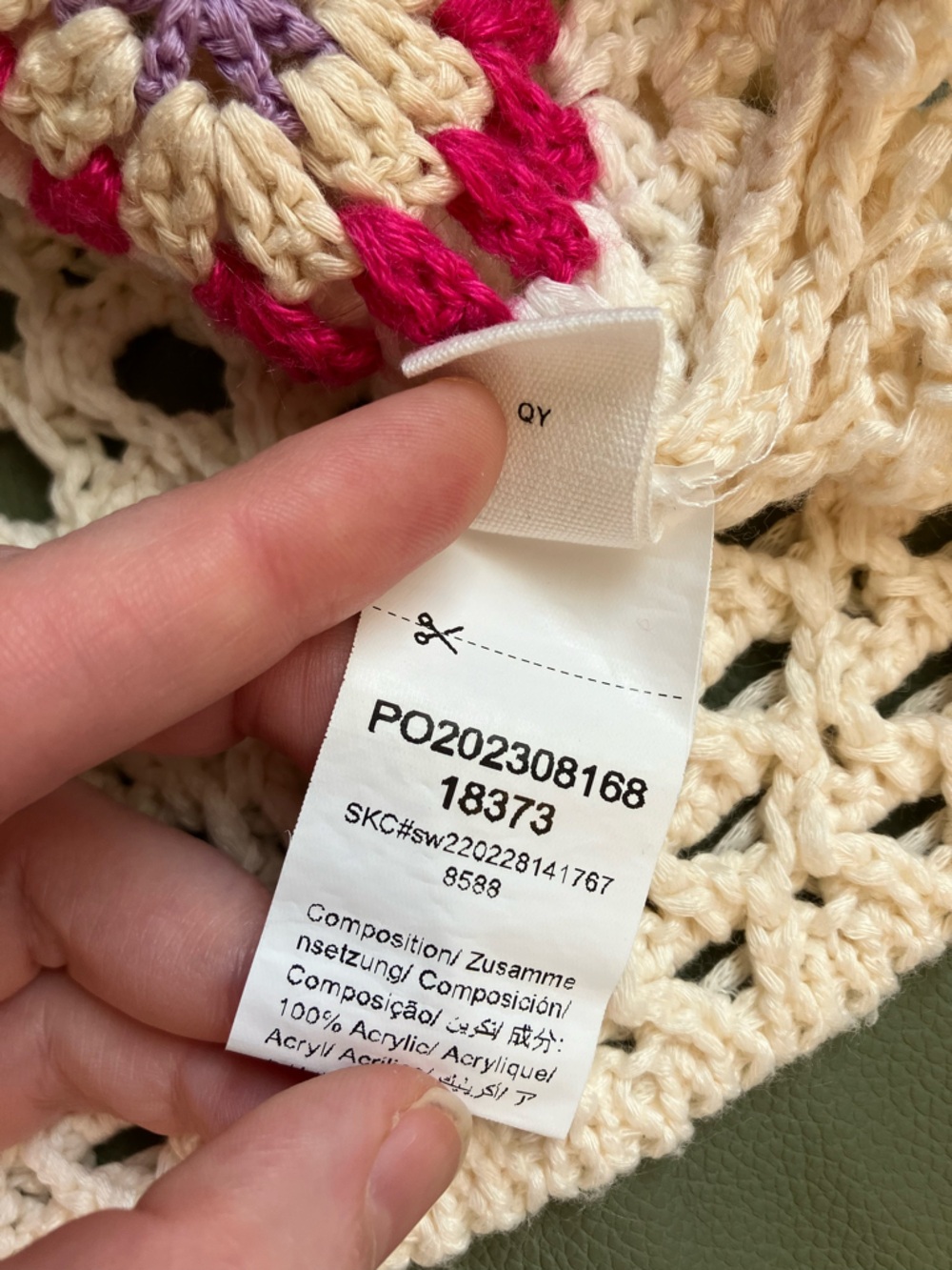 Crochet Granny Square Cropped Cardigan Rainbow Cream Women’s Sweater - Picture 7 of 9